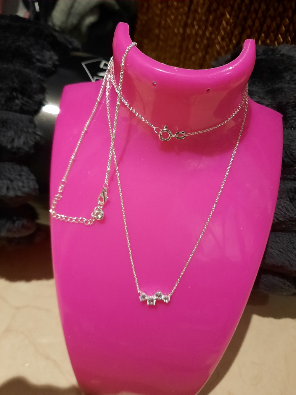Delicate 2 Piece Lot Solid Sterling Silver CZ Necklace & Bracelet Set